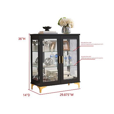 Kings Brand Furniture Cataleya 3-Tier Curio Display Cabinet Organizer with Storage Shelves