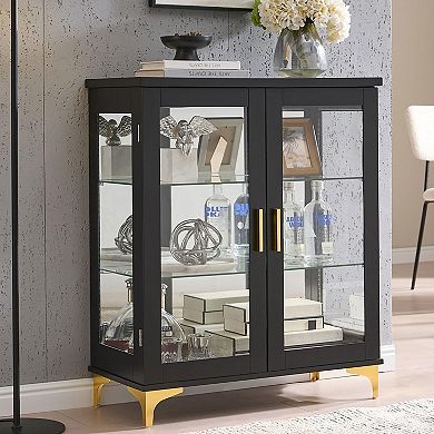 Kings Brand Furniture Cataleya 3-Tier Curio Display Cabinet Organizer with Storage Shelves