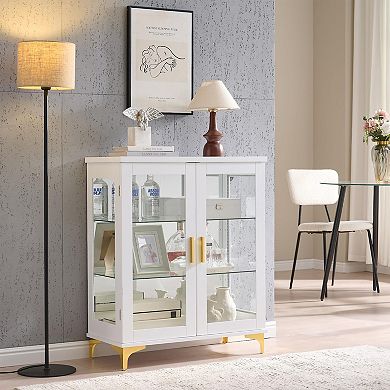 Kings Brand Furniture Cataleya 3-Tier Curio Display Cabinet Organizer with Storage Shelves