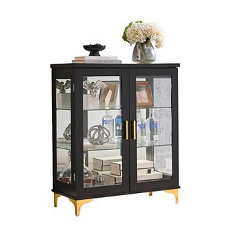 Kings Brand Furniture Cataleya 3 tier Curio Display Cabinet Organizer with Storage Shelves