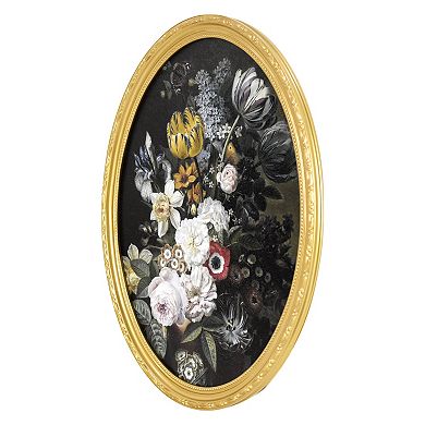 "Still Life With Flowers" Oval Resin Framed Wall Art