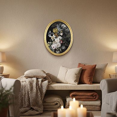 "Still Life With Flowers" Oval Resin Framed Wall Art
