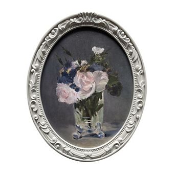 "Flowers In Crystal Vase" Wall Art with Decorative Resin Frame