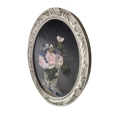 "Flowers In Crystal Vase" Wall Art with Decorative Resin Frame