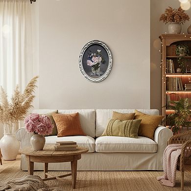 "Flowers In Crystal Vase" Wall Art with Decorative Resin Frame