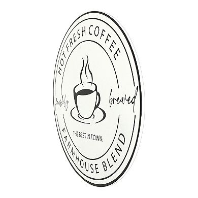 "Hot Fresh Coffee" Metal Embossed Sign Wall Art