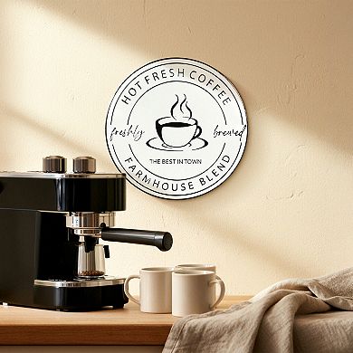 "Hot Fresh Coffee" Metal Embossed Sign Wall Art