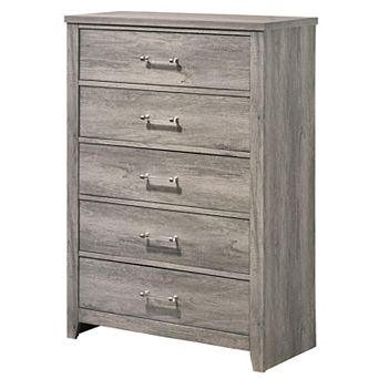 Kings Brand Furniture Harmony 5 Wood Drawer Chest Dresser Tall & Modern Storage Organizer