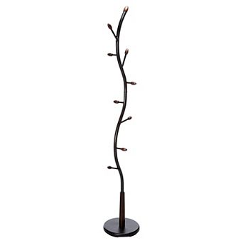 Kings Brand Furniture - Black Metal & Walnut Wood Hall Tree Coat & Hat Rack Stand