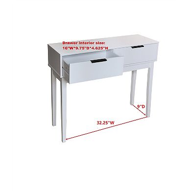 Kings Brand Furniture - Atmore White Wood Console Sofa Table with 2 Storage Drawers