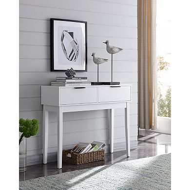 Kings Brand Furniture - Atmore White Wood Console Sofa Table with 2 Storage Drawers