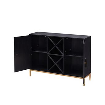 Kings Brand Furniture Wine Liquor Bar Buffet Sideboard, Cabinet with Wine Rack Storage
