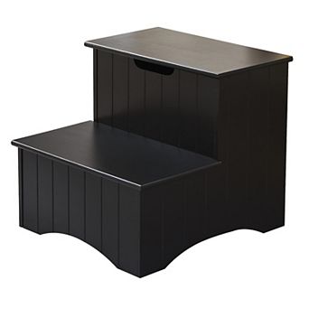 Kings Brand Furniture 2 Step Wooden Step Stool with Hidden Storage for Adults or Kids, Dog Stairs