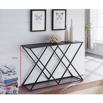 Kings Brand Furniture Calvert Textured Black Console Display Table, Black