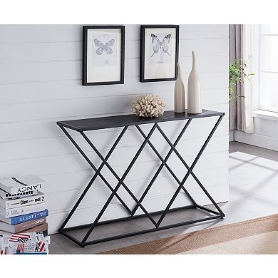 Kings Brand Furniture Calvert Textured Black Console Display Table, Black