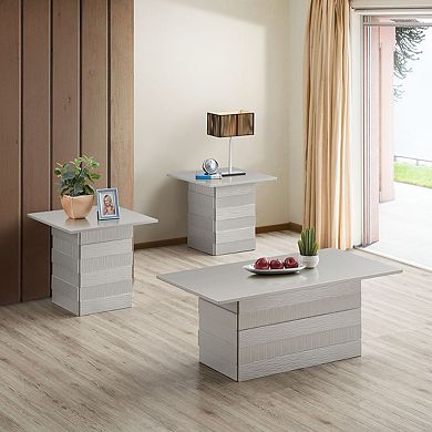 Kings Brand Furniture Madison Modern Pedestal Base Wood Coffee Table, Champagne