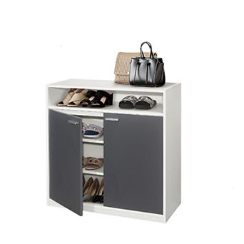 Kings Brand Furniture Marcy 2-Door Shoe Storage Cabinet, White