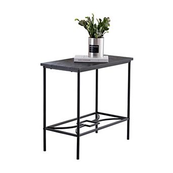 Kings Brand Furniture - Launt Side Accent Table, Black Metal & Wood