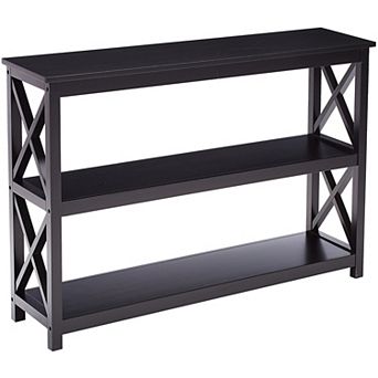 Kings Brand Furniture 3 tier X-Design Console Entryway Sofa Table With Shelves, Black