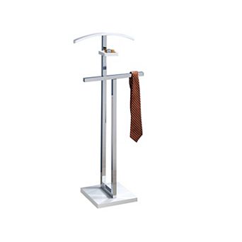 Kings Brand Furniture Freestanding Valet Stand with Tray, Pants Bar, Metal & Wooden Suit Rack Clothe