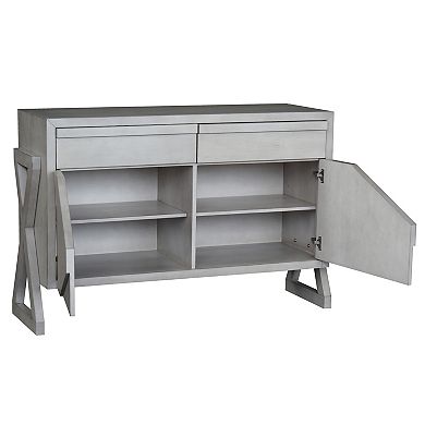 Kings Brand Furniture Irvona Wash Gray Wood Sideboard Buffet Storage Cabinet, Wash Gray