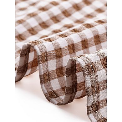 2 Packs Women's Plaid Button Down Puffy Short Sleeve Peter Pan Collar Shirt