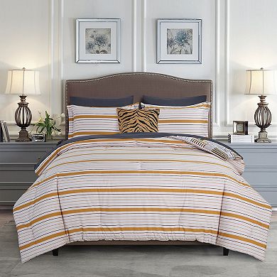 Elegant Comfort 8-Pc Patch Reversible Comforter Set, Includes Double Sided Storage Pockets Sheet Set