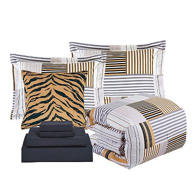 Elegant Comfort 8-Pc Patch Reversible Comforter Set, Includes Double Sided Storage Pockets Sheet Set