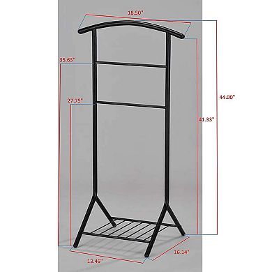 Kings Brand Furniture - Amos Black Metal Wardrobe Suit Valet Stand Organizer