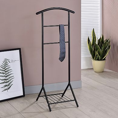 Kings Brand Furniture - Amos Black Metal Wardrobe Suit Valet Stand Organizer