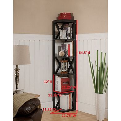 Kings Brand Furniture - Corner Unit 5 Tier Bookshelf/Bookcase Display Stand