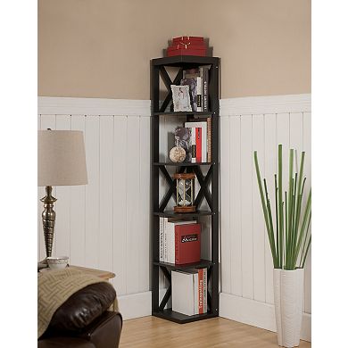 Kings Brand Furniture - Corner Unit 5 Tier Bookshelf/Bookcase Display Stand
