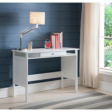 Kings Brand Furniture Home & Office Parsons Wood Desk with Drawer, White