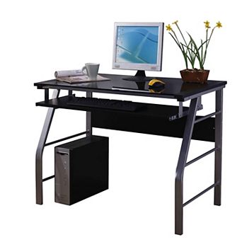 Kings Brand Furniture - Home & Office Metal and Glass Workstation Computer Desk