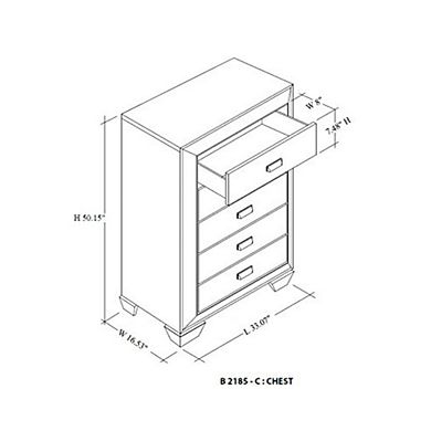 Kings Brand Furniture Kerry Wood 5-Drawer Chest, Brown