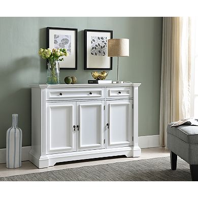 Kings Brand Furniture White Finish Wood Buffet Breakfront Cabinet Console Table With Storage