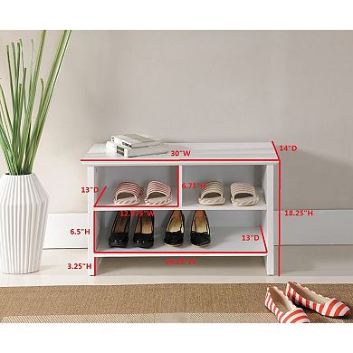 Kings Brand Furniture Worthington 2-Shelf Shoe Bench