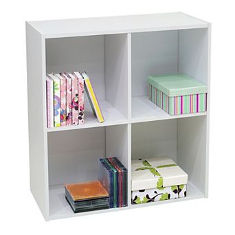 Kings Brand Furniture White Wood 4 Cube Organizer Storage Bookcase