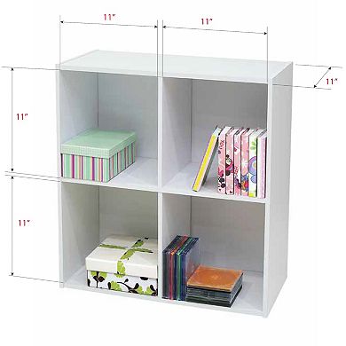 Kings Brand Furniture George 4-Cube Children's Bookcase, Kids Toy Storage Shelf Organizer