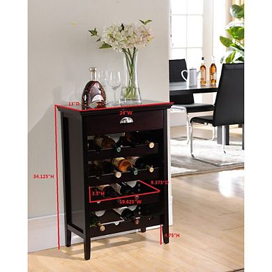 Kings Brand Furniture Wood Buffet Wine Rack Cabinet with Drawer, Dark Cherry