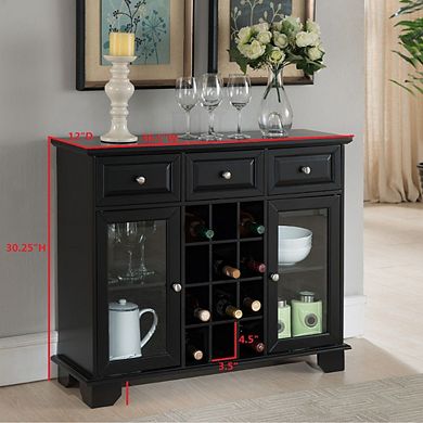 Kings Brand Furniture Buffet Server Sideboard Cabinet with Wine Storage