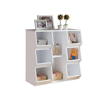 Kings Brand Furniture Brookline White Wood Cubby Storage Cabinet Unit