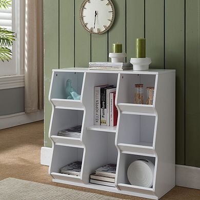 Kings Brand Furniture Brookline White Wood Cubby Storage Cabinet Unit