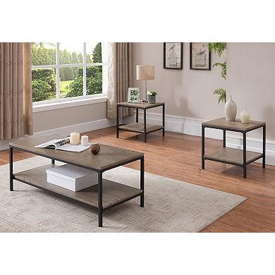 Kings Brand Furniture Helder 3-Piece Occasional Table Set, Black