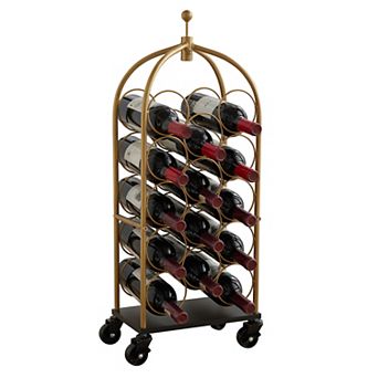Kings Brand Furniture - Luggage Cart Wine Rack, Freestanding Floor Metal Wine Rack (Gold/Black)