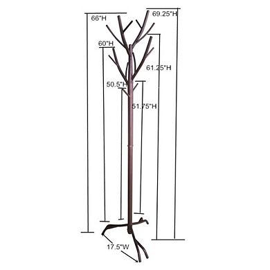 Kings Brand Furniture - Metal Hall Tree Freestanding Coat & Hat Rack with Branches, Bronze