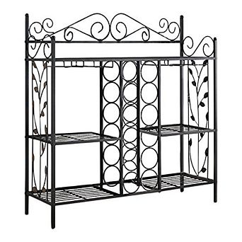 Kings Brand Furniture - Metal Console Table Wine Rack, Liquor Bar Cabinet with Glass Holder