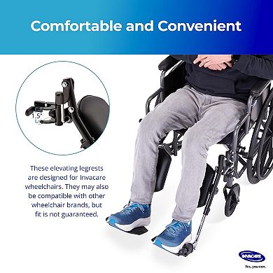 Invacare Wheelchair Elevating Legrests, Padded Calf Pads, Composite Footplates & Swing Away Function
