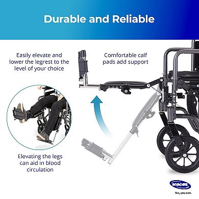 Invacare Wheelchair Elevating Legrests, Padded Calf Pads, Composite Footplates & Swing Away Function