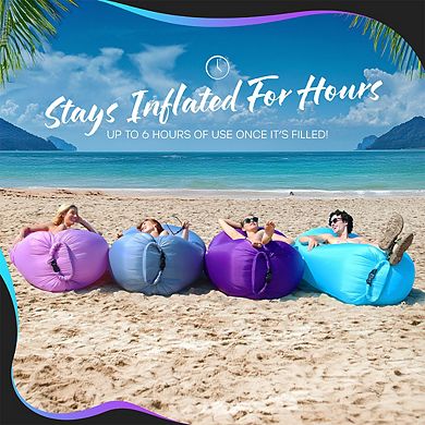 Nevlers Green Inflatable Lounger with Travel Bag and Pockets